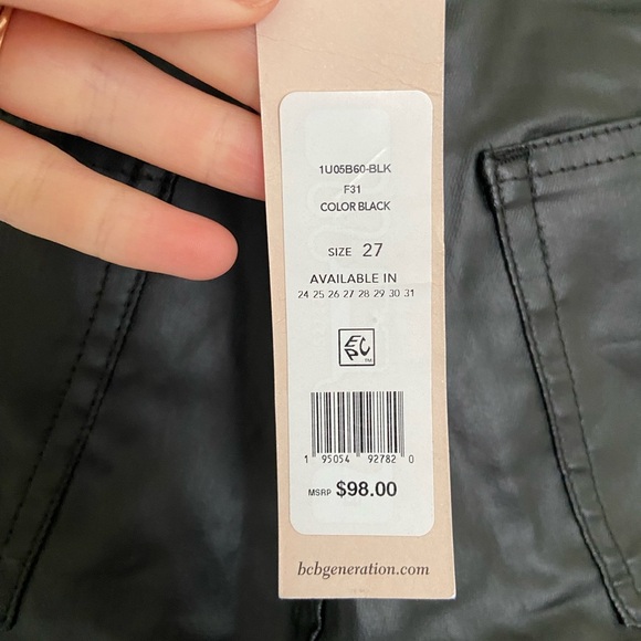 NWT | BCBGeneration women’s black faux leather pants —‎ size 27 - Picture 5 of 8